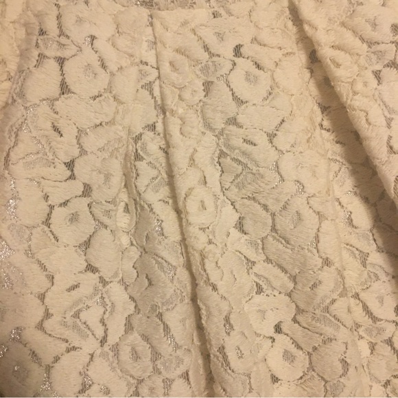 Elizabeth and James Skirt color: Music~Ivory & Silver floral lace brocade mini S - Picture 15 of 15